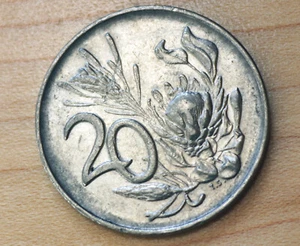 1972 South Africa 20 Cents Protea Flower - Picture 1 of 10