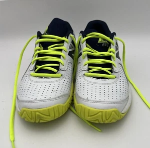 Used New Balance 696 (MCH696H3) Tennis Shoe US Men's Size 9— White & Yellow - Picture 1 of 13