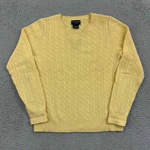 Sutton Studio Cashmere Sweater Womens Medium Yellow Cable Knit Crewneck Career - Picture 1 of 10