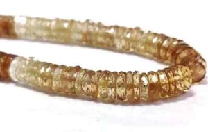 Natural Imperial Topaz Faceted Tyre Shape Beads 8" AAA Shaded Brown Topaz Heishi - Picture 1 of 4