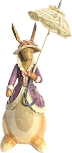 Vintage Pacific Rim Easter 7” Porcelain Ceramic Bunny Figurine Lady Lace Parasol - Picture 1 of 8