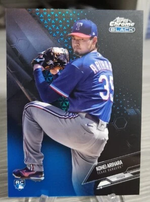 Kohei Arihara 2021 Topps Chrome Black Blue Refractor /75 #47 Rookie RC Rangers - Image 1 of 2