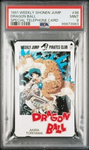 PSA 9 DRAGONBALL PHONE CARD WEEKLY SHONEN JUMP 1991 #36 AKIRA TORIYAMA - Picture 1 of 2