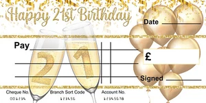 Large Gift Cheque Big Presentation Photoshoot Congratulations Birthday 21st 21 - Picture 1 of 1