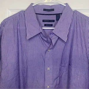 Van Heusen Purple White Striped Dress Shirt Long Sleeve Slim Fit Men's XL - Picture 1 of 4