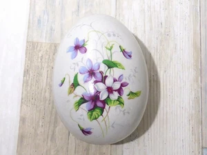 Burleigh Ware Burgess &Leigh English Ironstone Floral Violets Ceramic Easter Egg - Picture 1 of 17