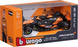 McLAREN MCL38 Modello Auto F1 MIAMI GP 2024 DieCast 1/43 PIASTRI 81 Bburago - Foto 1 di 4