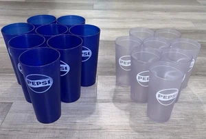 LOT OF 16 ! PEPSI COLA RESTAURANT BLUE 24 & 16 OZ PARTY OUTLAW PLASTIC CUPS USA - Picture 1 of 5