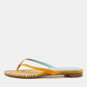 Missoni Multicolor Fabric and Leather Flat Slides Size 37 - Picture 1 of 9