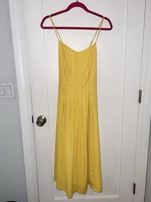 Banana Republic Dress Pintuck Midi Yellow & White Hearts Speckled  - Image 1 of 4