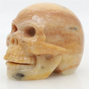 brown white clouds black jade , carved skull,realistic,crystal healing K467 - Picture 1 of 6