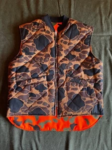 Vintage Reversible Camo Blaze Orange Hunting Vest Men’s Size Large USA Made - Picture 1 of 10