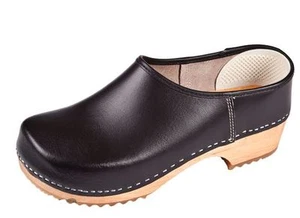 Zoccoli in legno colore nero chiusura stile svedese ZF1 taglia scarpa (Uomo) - Foto 1 di 4