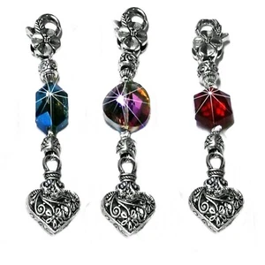 Clip on charms bag dangle key finder Valentine Love Hearts and crystal, gift - Picture 1 of 2