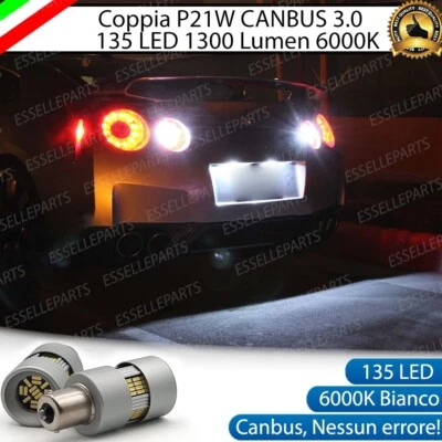 COPPIA LUCI RETROMARCIA 135 LED P21W BA15S CANBUS 3.0 PER SAAB 9-3 MK1 6000K - Immagine 1 di 4