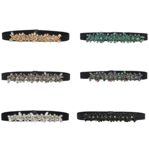 Crystal Belt For Evening Dresses Coat Belt Elastic Corset Belt Rhinestone Belt - Picture 1 of 11