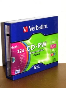 5x Verbatim - CD-RW - 700 MB - 12x - Slim Case - Nuevo + embalaje original - Imagen 1 de 1