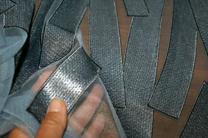 70cm x 140cm Remnant - Rectangle Maze, Blue Sateen Paneling on Tulle / Mesh - Picture 1 of 3