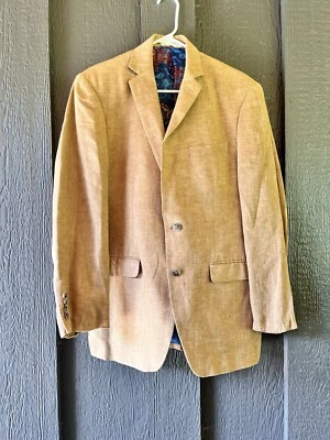 Van Heusen Studio Men’s Brown Linen Blazer With Colorful Lining - Image 1 of 4