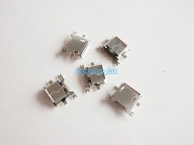 5X Micro USB Type B Female 5 Pin Socket 4 180° Leg SMT SMD Solder Connector 1.6 - Image 1 of 4