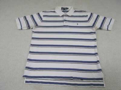 Camisa Polo Ralph Lauren Para Hombres Grande Azul Rayas Pequeño Pony Informal SS Golf Foto 1 de 4