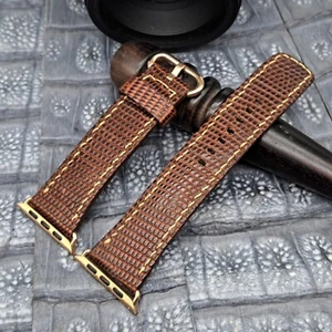 Lizard Leather Watch Band for Apple Watch size 42/44/45mm Exotic Leather - Picture 1 of 12
