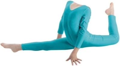 Girls Full Sleeve Footless Catsuit Scoop Neckline Footless Dance Unitard for Bal - Image 1 of 4