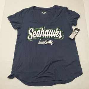 Seattle Seahawks Blue V-Neck Short Sleeve Shirt Women’s Small New With Tags - Picture 1 of 7