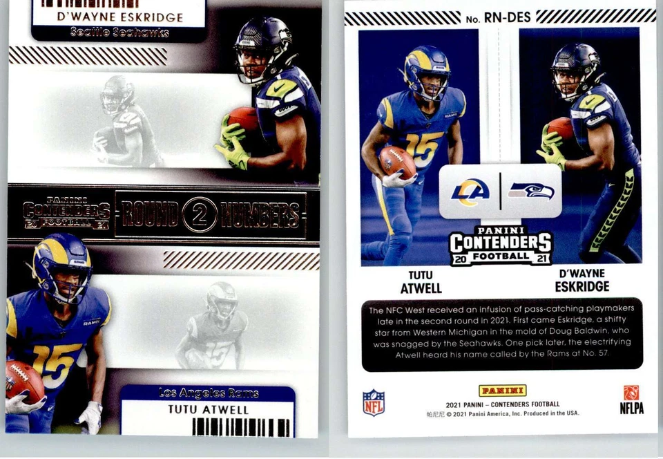 D’Wayne Eskridge Tutu Atwell 2021 Contenders Round Numbers #RN-DES RC - Image 1 of 1