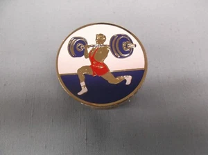 lot of 10 male weightlifter trophy parts 2" diameter blue white red insert - Picture 1 of 1