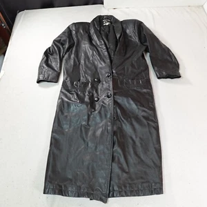 Vintage GIII Jacket Womens Large Black Long Matrix Global Identity Coat Trinity - Picture 1 of 24