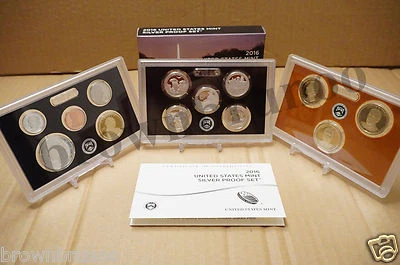 2016 S US Mint SILVER PROOF Set 13 Coins Kennedy ATB $1 Dime Penny w/ BOX COA - Image 1 of 4