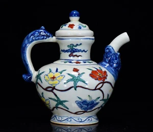 Collectable Chinese Hand Painting Dou Polychrome Porcelain Flowers Teapot - Picture 1 of 9