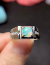 Handmade Natural Ethiopian Opal stone Unisex Ring Fire opal 925 Sterling Silver