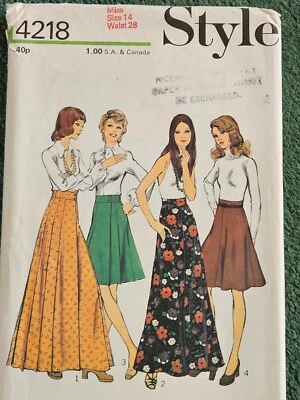 Genuine vintage 1970s skirt pattern Style 4218 size 14 waist 28 - Image 1 of 2