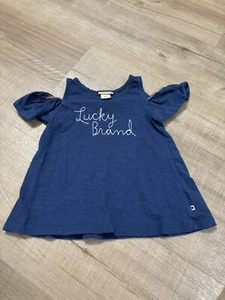 Lucky Brand Navy Blue Tank With Cap Sleeve Embroidered “lucky Brand” Size 3T - Picture 1 of 6