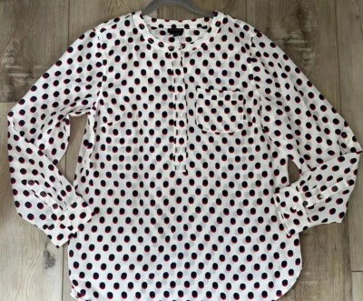 Talbots моющийся шелк блузка с длинным рукавом Dot туника размер большой новый - Изображение 1 из 4