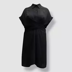 $425 Whitney Morgan Women's Black Twist-Front MIDI Shirtdress Plus Size 1X - Picture 1 of 5