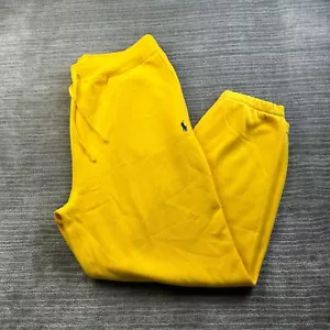 Polo Ralph Lauren Pants Mens Extra Large Yellow Blue Sweatpants Pony Cuffed - Picture 1 of 11