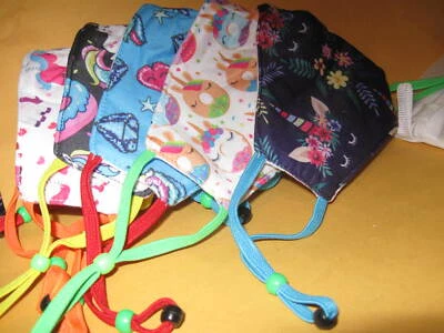 New CHILDS Reusable 5 FACE MASKS choose: Boys or Girls Adjustable in mesh bag - Image 1 of 4