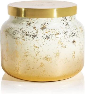 火山香氛蜡烛Ombre玻璃烛台48盎司-白色和金色 — 第 1/4 张图片