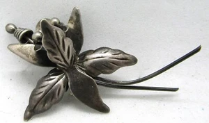 Vintage Taxco Mexico Sterling Silver Flower Brooch signed PS 4.5g  - Picture 1 of 9
