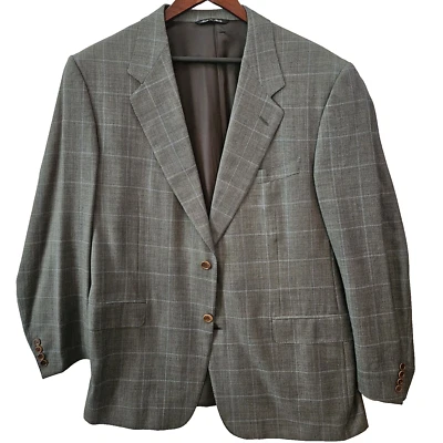 Chaqueta Blazer Canali Bertini Italia Abrigo Deportivo 48 Lana Seda Azul Gris Ventana Foto 1 de 4