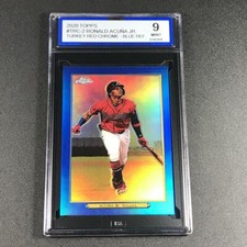 2020 TOPPS TURKEY RED CHROME #TRC-2 RONALD ACUNA BLUE REFRACTOR /50 ISA 9