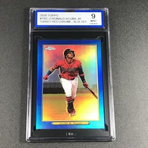2020 TOPPS TURKEY RED CHROME #TRC-2 RONALD ACUNA BLUE REFRACTOR /50 ISA 9