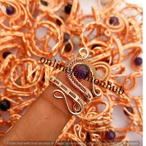 Offer Amethyst & Mix Gemstone Silver Plated Copper Wire Wrap Wholesale Lot Rings - Picture 1 of 8