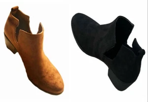 Womens Cutout Chelsea Ankle Boots Slip-On Closed Toe Stacked Block Heel Booties - Picture 1 of 11