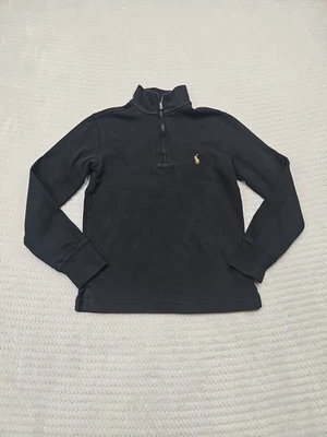 Camisa Polo Ralph Lauren Niños Pequeña 8 Negra Cuarto Cremallera Pull Over Manga Larga Foto 1 de 4