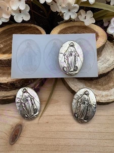 Our Lady of Grace-VIRGIN MARY medal-cameo handmade religious silicone mold - Picture 1 of 7