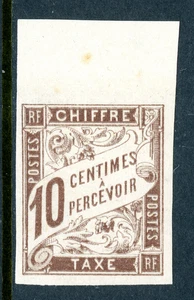France 1894 Colonies General Issues 10¢ Brown Postage Due Scott #J16 Mint O229 - Picture 1 of 6